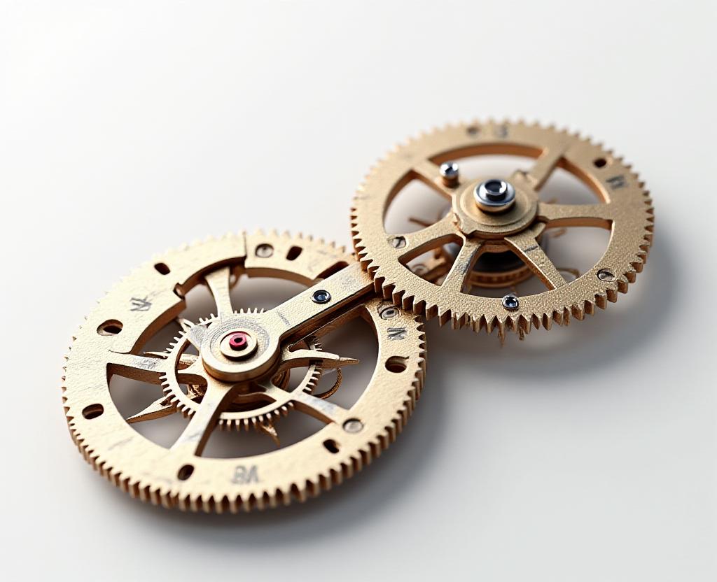 Mechanical clockwork design representing business synchronization