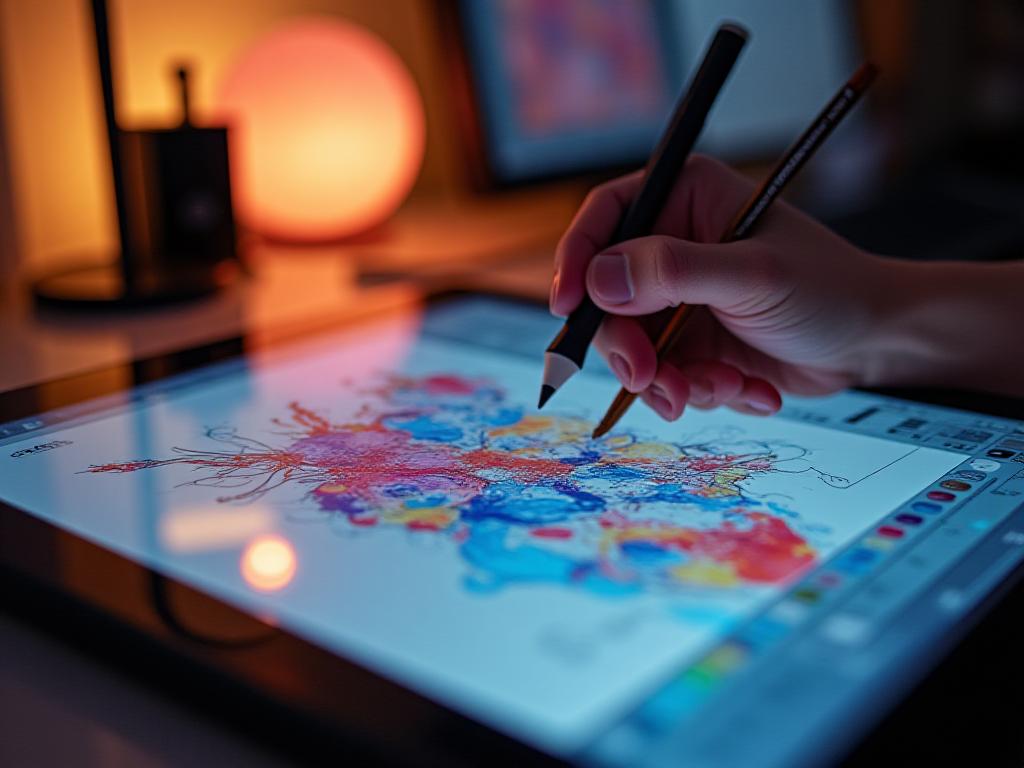 Designer working on professional graphic design and copywriting