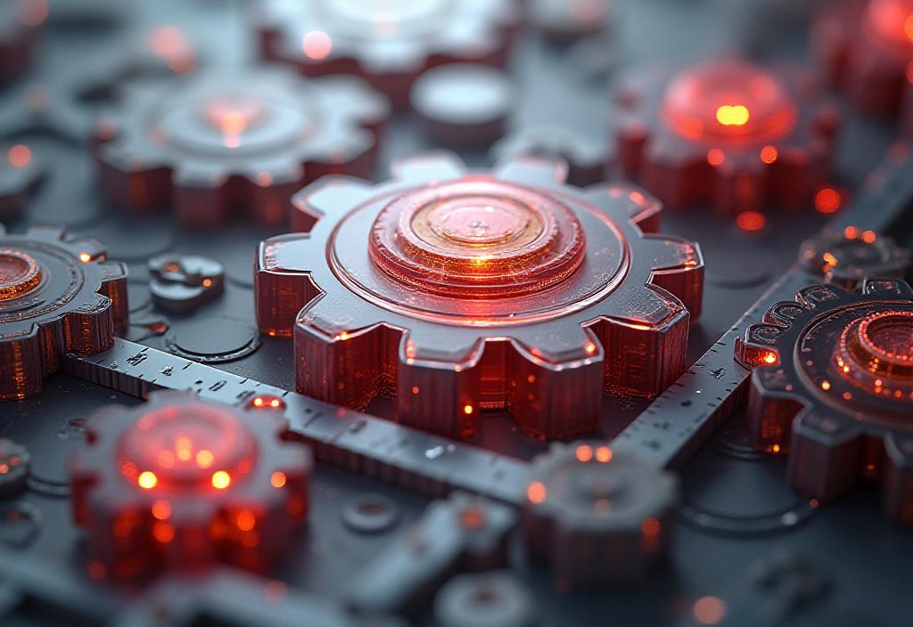 Abstract clockwork mechanism representing strategic alliance modeling